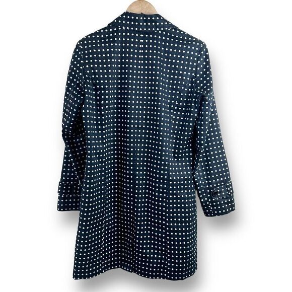 Tally Ho Outerwear Women's 10 Black And White Polka Dot Trench Coat 100% Cotton - Picture 2 of 11